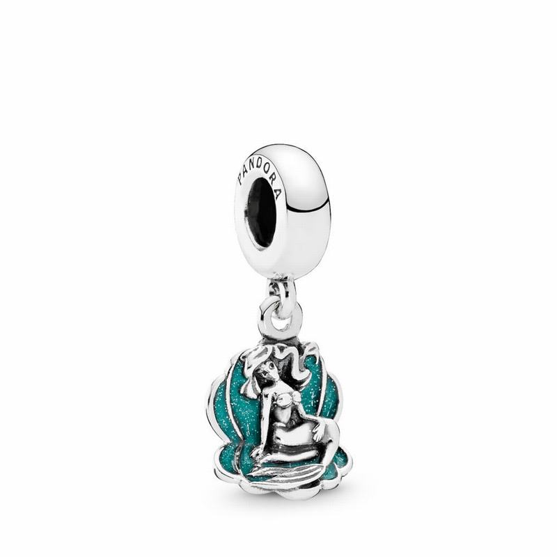 Pandora Australia Disney Ariel & Sea Shell Dangle Charm - Sterling Silver | YQSKBN271